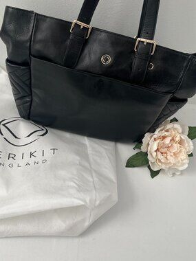 Pre-Owned Kerikit Lily Quilted Black Leather Tote Bag